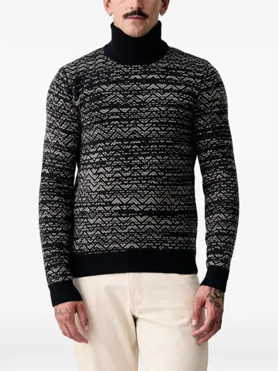 Guess Usa Noam Geometric-pattern Sweater In Blue