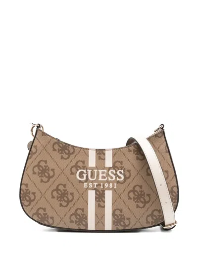 Guess Usa Noelle Logo-pattern Shoulder Bag In Neutral