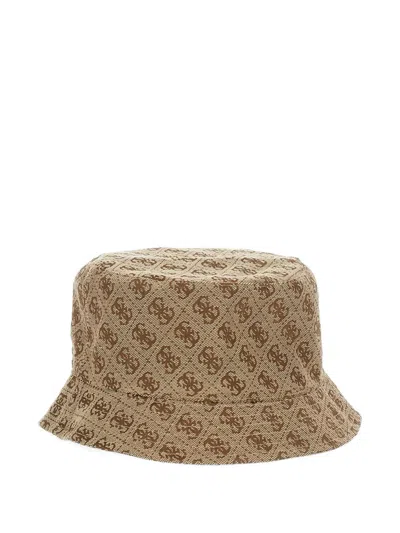 Guess Usa Noelle Reversible Monogram-print Bucket Hat In Gray