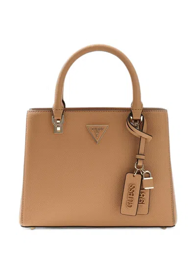 Guess Usa Noelle Saffiano-effect Tote Bag In Brown