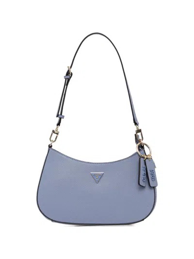 Guess Usa Noelle Triangle-logo Charm Satchel In Blue