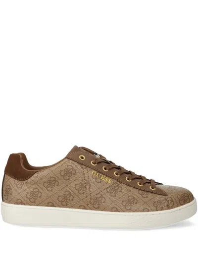 Guess Usa Nola Monogram Sneakers In Brown