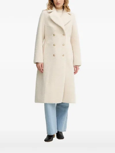 Guess Usa Notched-lapel Double-breasted Coat In Neutral