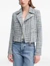 Guess Usa Notched Zip-front Tweed Jacket In Gray