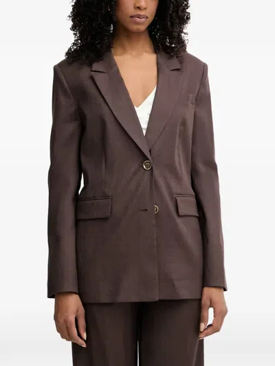 Guess Usa Notch-lapel Single-breasted Blazer In Brown