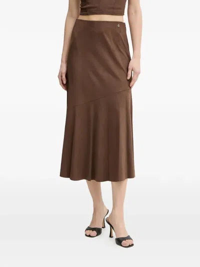 Guess Usa Nunzia A-line Midi Midi Skirt In Brown