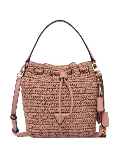 Guess Usa Ofelia Interwoven Bucket Bag In Pink