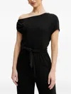 Guess Usa Off-shoulder Belted Jumpsuit In Black