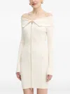 Guess Usa Off-shoulder Zip Mini Dress In Neutral
