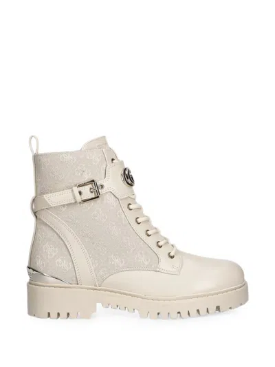 Guess Usa Olanna Logo Combat Boots In Neutral