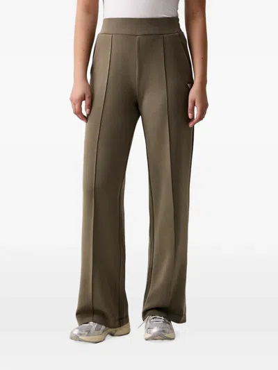 Guess Usa Olympe Logo-plaque Pintuck Track Pants In Green