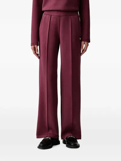 Guess Usa Olympe Pleat-detail Logo-patch Track Pants In Burgundy