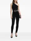 Guess Usa One-shoulder Velvet Jumpsuit In Black