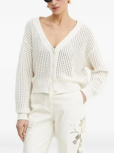Guess Usa Open-knit Cardigan In Yellow