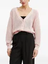 Guess Usa Open-knit V-neck Cardigan In Pink