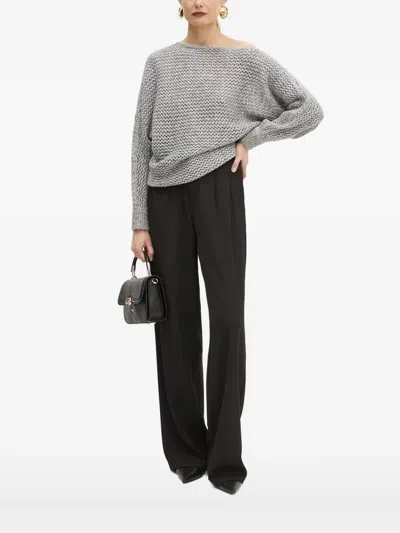 Guess Usa Open-shoulder Knit Sweater In Gray