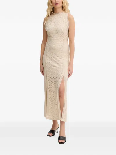 Guess Usa Open-back Midi Dress In Neutral