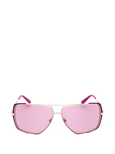 Guess Usa Oversized Geometric-frame Sunglasses In Pink