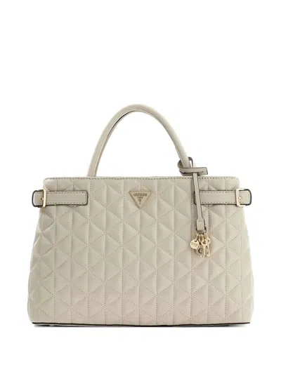 Guess Usa Paisleigh Quilted Tote Bag In White