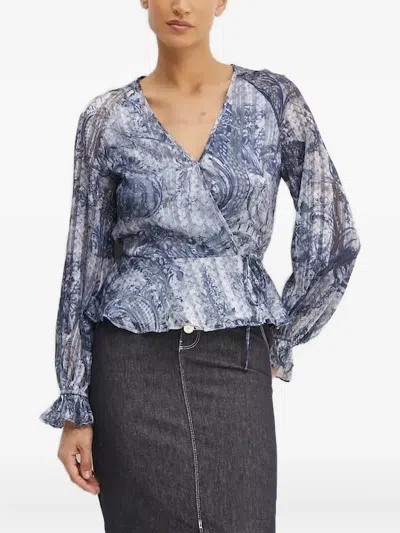 Guess Usa Paisley-print Wrap Top In Multi
