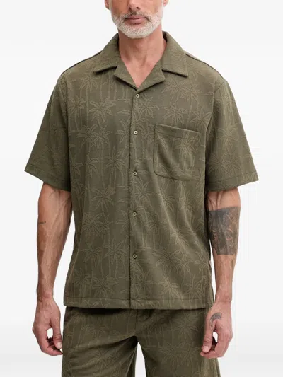 Guess Usa Palm-tree Short-sleeve Shirt In Green