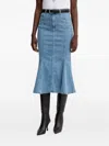 Guess Usa Panelled Flared-hem Midi Skirt In Blue