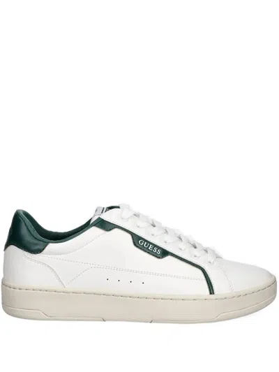 Guess Usa Panelled Leather Sneakers In White