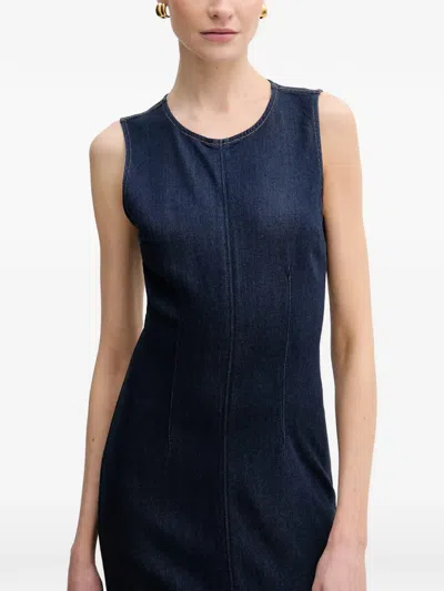 Guess Usa Panelled Sleeveless Midi Dress In Blue
