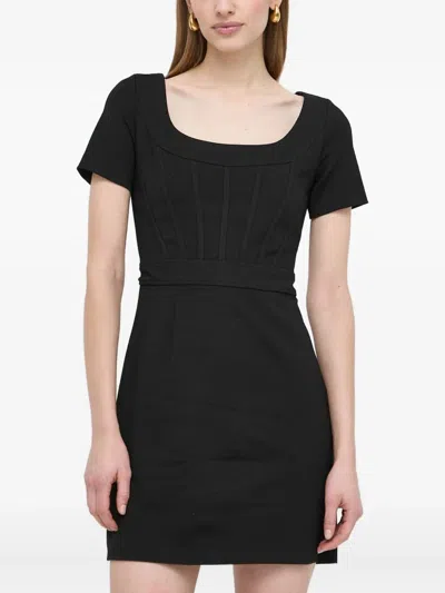 Guess Usa Panelled Square Neck Dress In Black