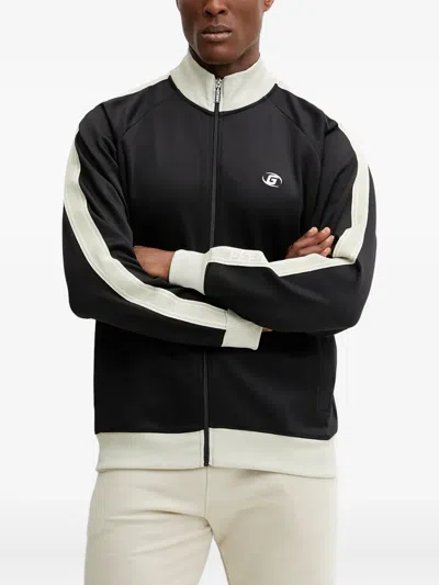 Guess Usa Panelled Zip-up Track Top In Black