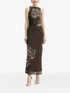 Guess Usa Panther-print Side-split Maxi Dress In Brown