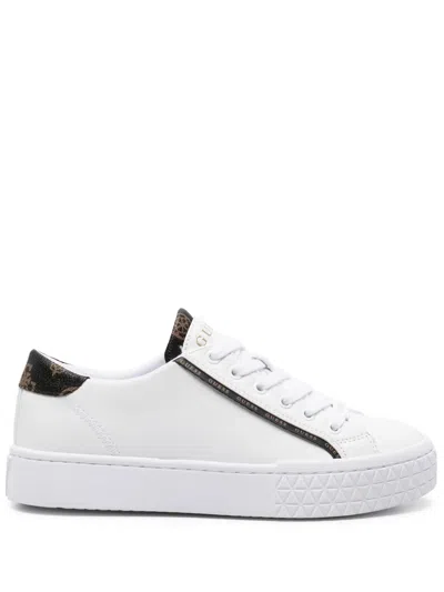 Guess Usa Pardie Logo-trim Sneakers In Weiss