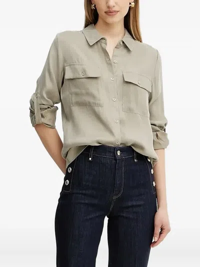 Guess Usa Patch-pocket Long-sleeve Shirt In Green