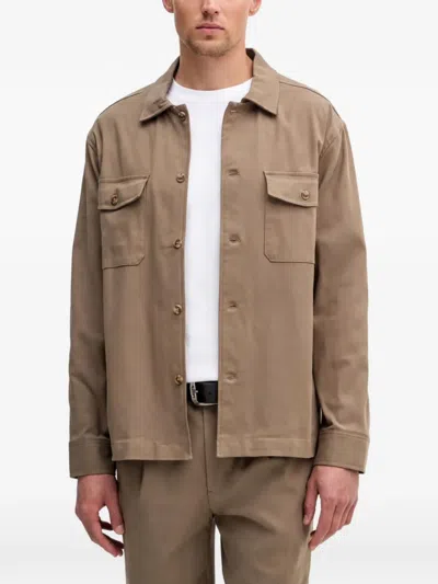 Guess Usa Patch-pocket Shirt In Brown