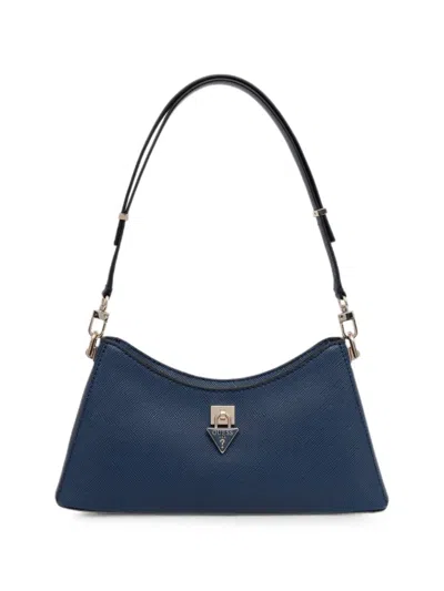 Guess Usa Patsie Logo-plaque Crosshatch-texture Tote Bag In Blue