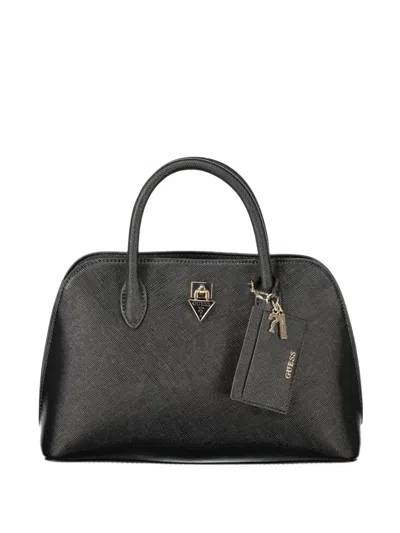 Guess Usa Patsie Logo-plaque Saffiano-effect Tote Bag In White