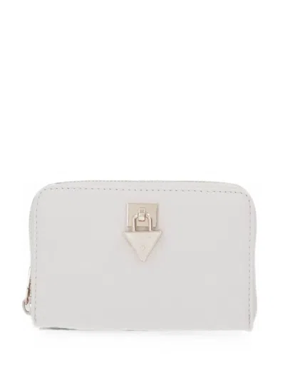 Guess Usa Patsie Logo-plaque Zip-around Wallet In White