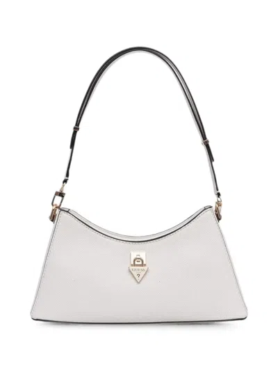 Guess Usa Patsie Saffiano-effect Logo-plaque Tote Bag In White