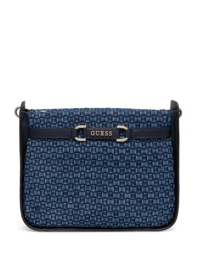 Guess Usa Pattern-print Cross Body Bag In Blue