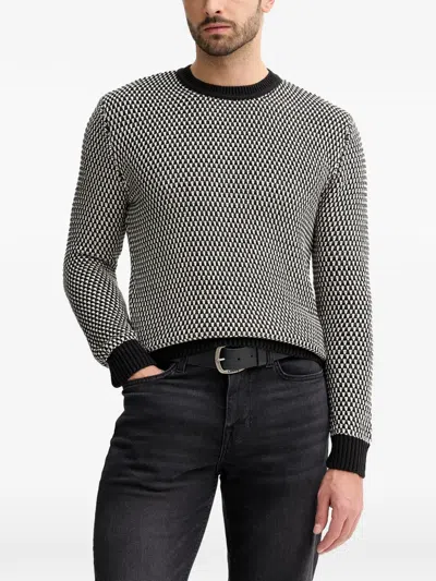 Guess Usa Patterned Crew-neck Sweater In Gray