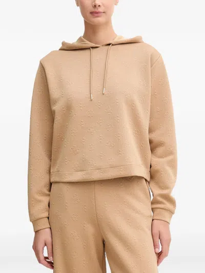 Guess Usa Patterned Hooded Top In Neutral