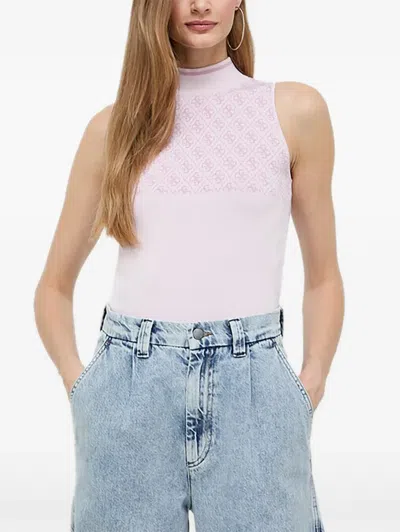 Guess Usa Patterned Mock-neck Top In Pink
