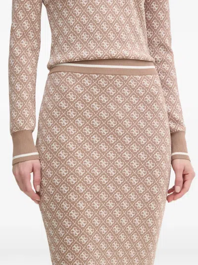 Guess Usa Patterned Rib-knit Skirt In Neutral