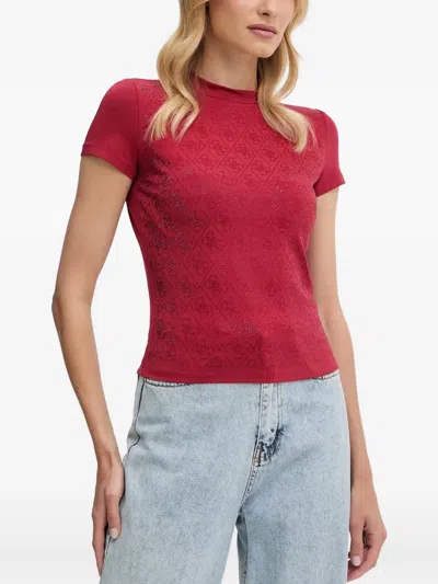 Guess Usa Patterned Short-sleeve T-shirt In Red