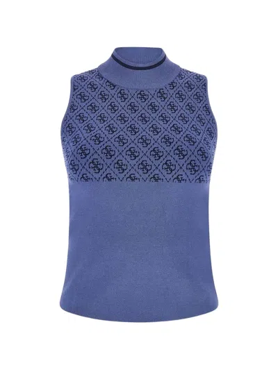 Guess Usa Patterned Sleeveless Top In Blue