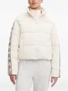 Guess Usa Patterned-trim Puffer Jacket In White