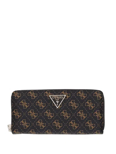 Guess Usa Patterned Wallet In Brown