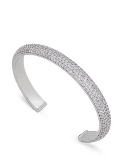 Guess Usa Pavé-set Crystal-embellished Cuff Bracelet In Metallic