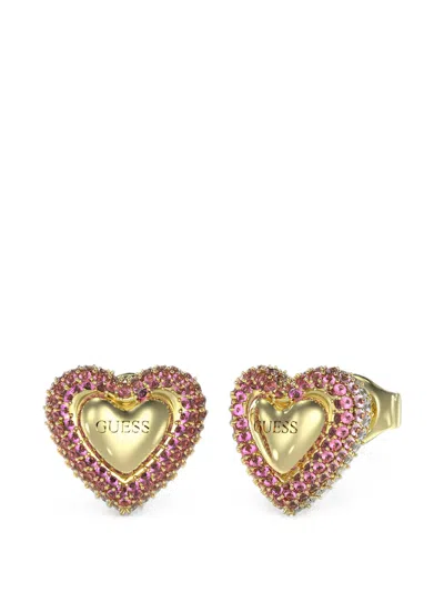 Guess Usa Pavé-set Heart Earrings In Multi