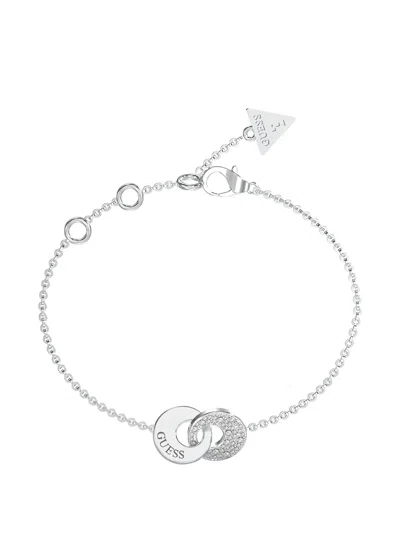Guess Usa Pavé-set Interlocking-link Bracelet In Silver
